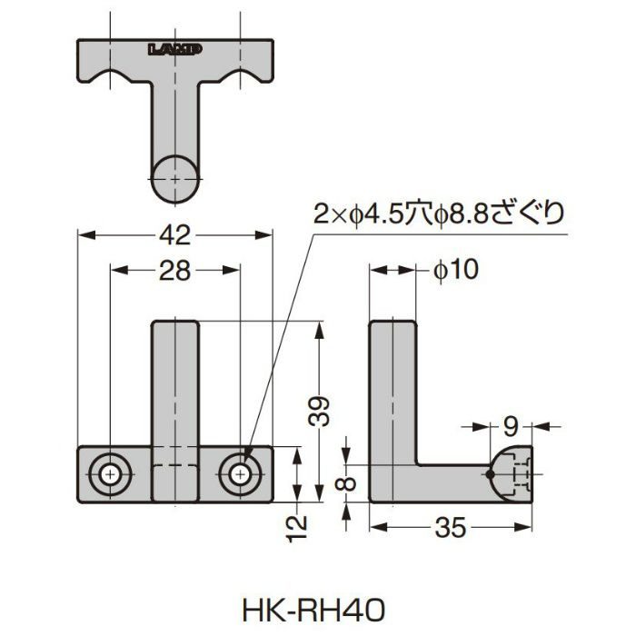 ランプ印 ステンレス鋼製フック HK-RH型 HK-RH40