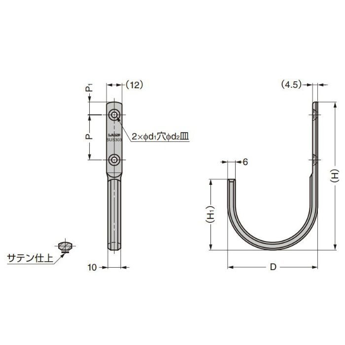 ランプ印 ステンレス鋼製フック XL-CUJ型 XL-CUJ45TT