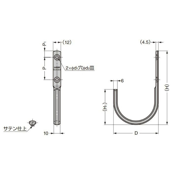 ランプ印 ステンレス鋼製フック XL-CUJ型 XL-CUJ45TT