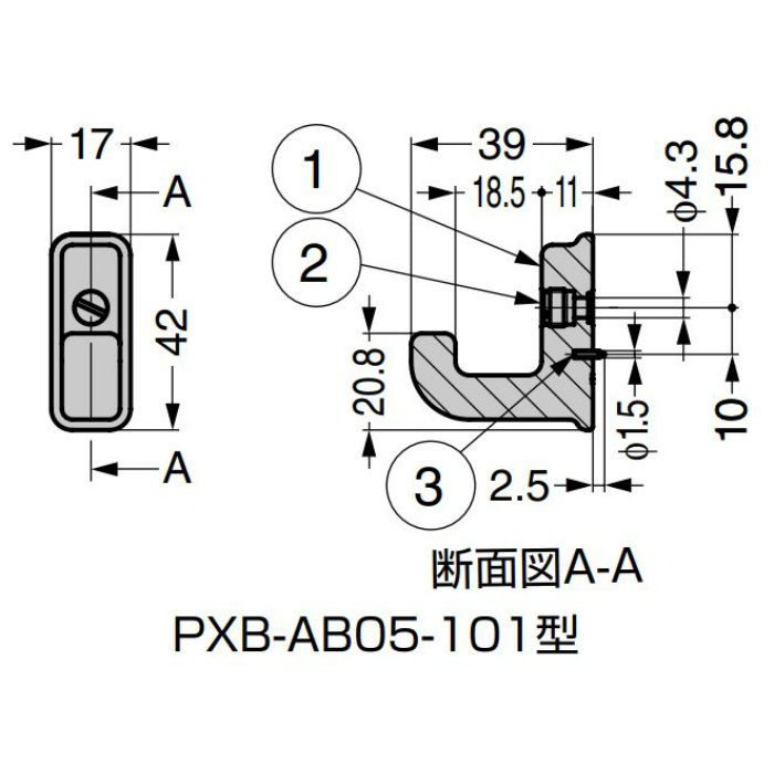 ランプ印 フック PXB-AB05-101型 エイジドベースシリーズ ブロンズブラック PXB-AB05-101-BL
