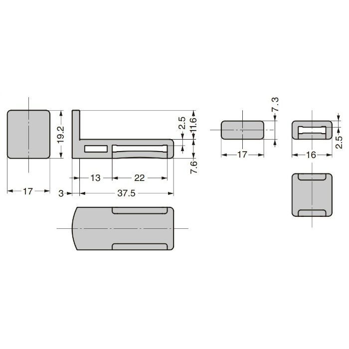 ランプ印 棚ズレ防止棚受 AP-FA20型 ステンレス鋼製棚柱 SPE型、アルミ製棚柱 AP-DM型、AP-DH型用 ホワイト AP-FA20-WT