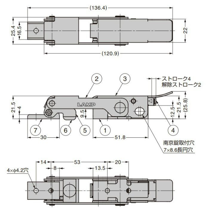 ランプ印 ステンレス鋼製コンプレッションファスナー STF-CP140 締付力調節機能付 STF-CP140
