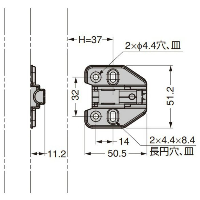 ランプ印 マウンティングプレート 150-P6W-32TH+2 151シリーズ システム32.2mm厚 150-P6W-32TH+2