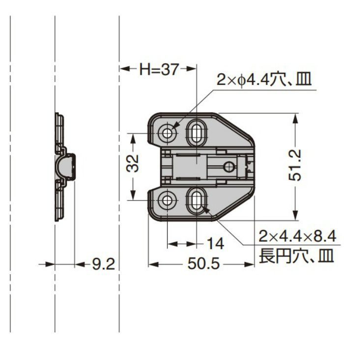 ランプ印 マウンティングプレート 150-P6W-32TH 151シリーズ システム32.0mm厚 150-P6W-32TH