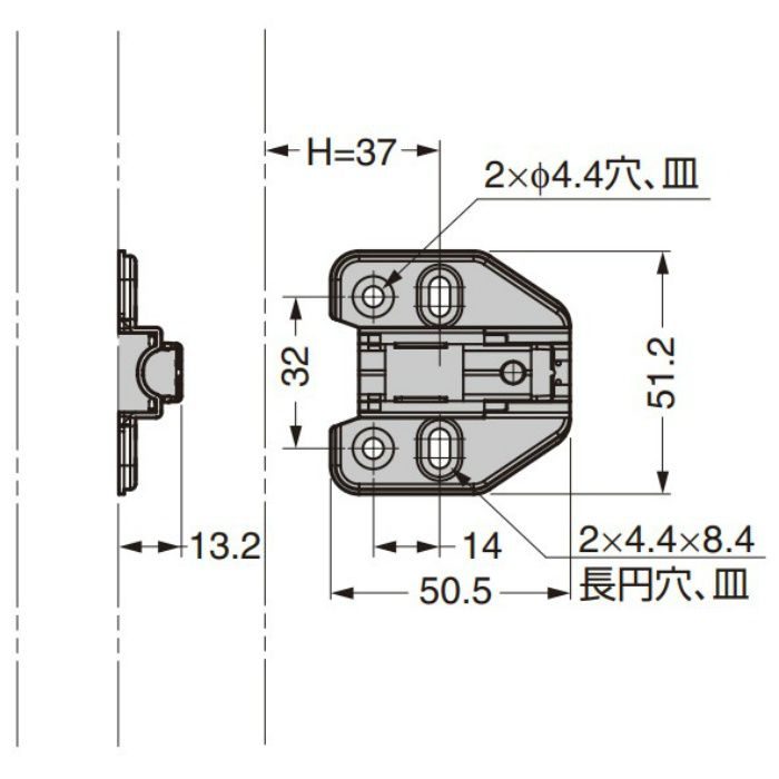 ランプ印 マウンティングプレート 150-P6W-32TH+4 151シリーズ システム32.4mm厚 150-P6W-32TH+4