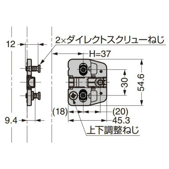 ランプ印 マウンティングプレート 150-P4W-30TH DS6.4×12 151シリーズ  システム30・3つ穴、0mm厚 150-P4W-30TH DS6.4×12
