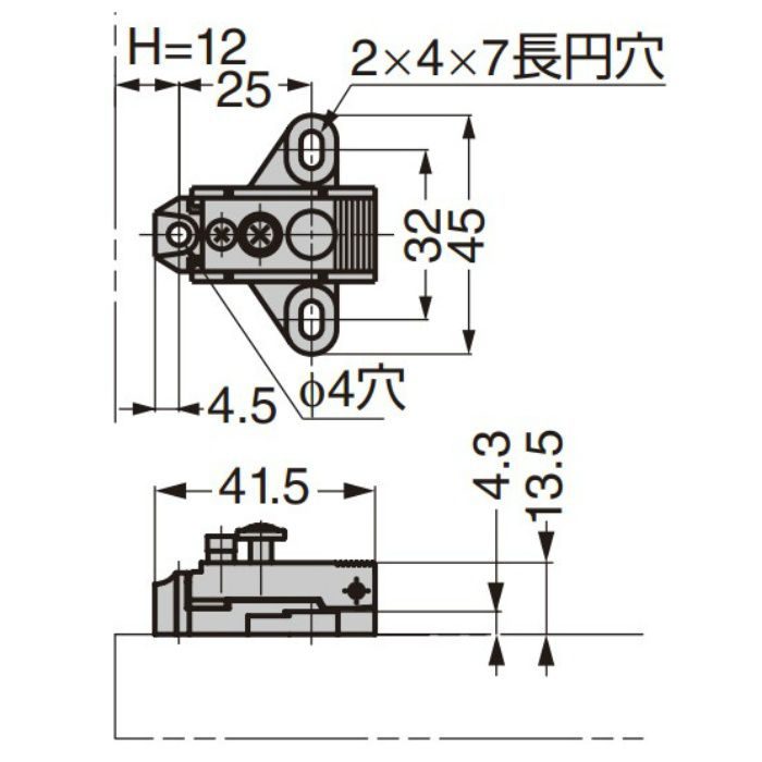ランプ印 マウンティングプレート 100-04A-32-3 100シリーズ システム32 +3mm 100-04A-32-3