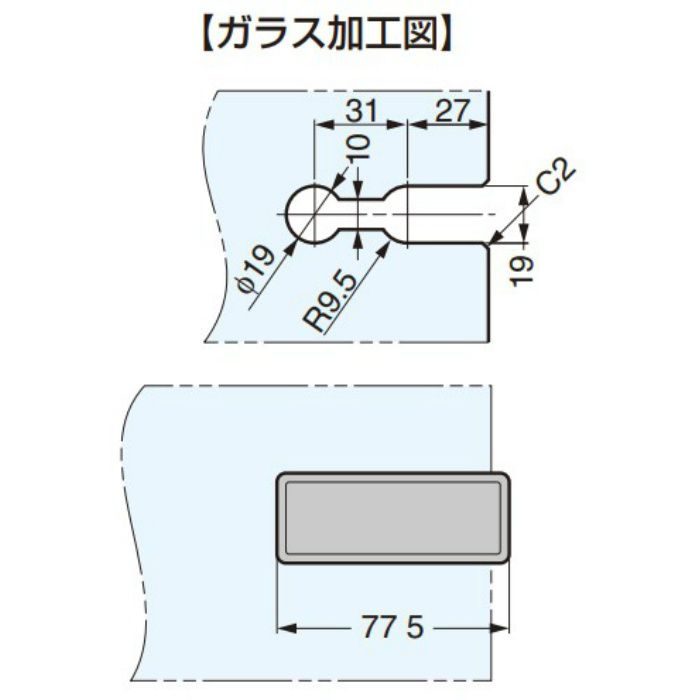 ランプ印 キャッチ付ガラス丁番 XL-GC07-CR かぶせ扉用 XL-GC07-CR