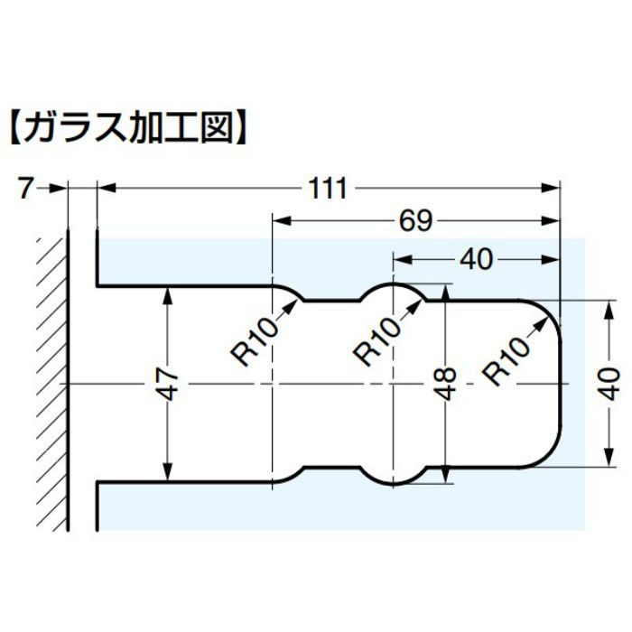 ソフトクロージング機構付ガラスドア用自由丁番 M825E00-14 壁取付タイプ M825E00-14