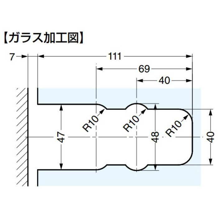 ソフトクロージング機構付ガラスドア用自由丁番 M825E10-14 壁取付タイプ M825E10-14