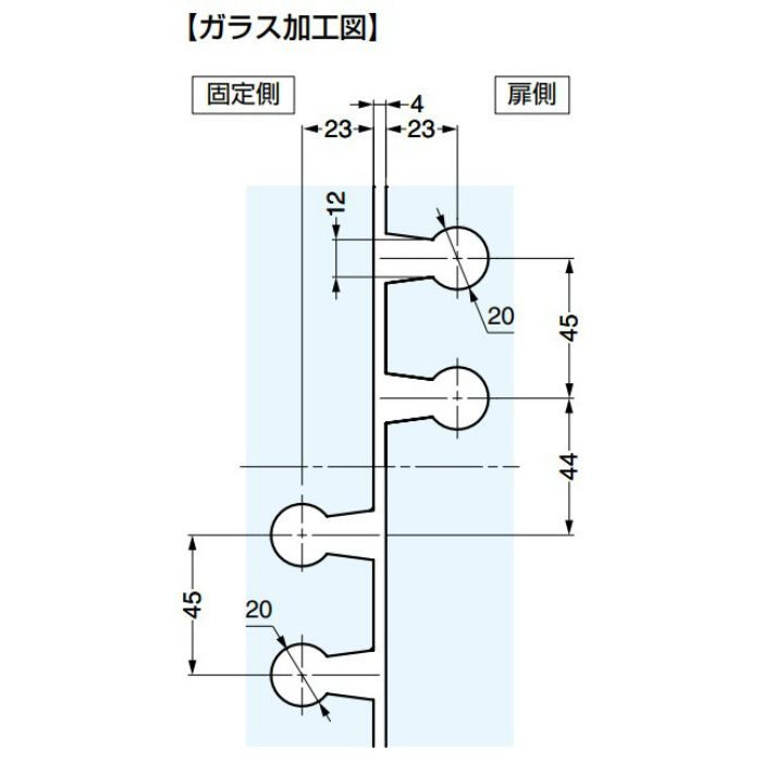 ソフトクロージング機構付ガラスドア用丁番 M835E50型 ガラス取付 ソフトクロージング機構付 M835E50R-13