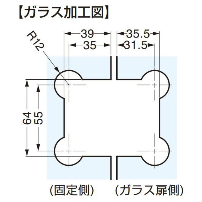 BESTKO ステンレス鋼製ガラスドア用自由丁番 BK926-90型 ガラス取付タイプ BK926-90SS