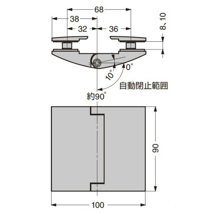 ランプ印ガラスドア用丁番８１０２ＺＮ１-