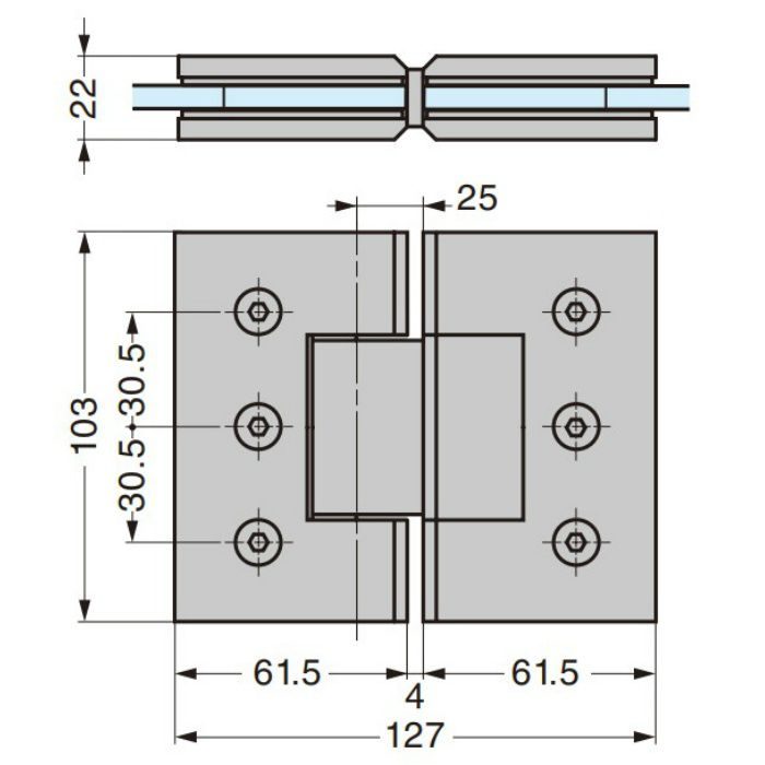 ガラスドア用自由丁番 789A型 ガラス取付タイプ 789A-10SCR