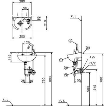 L13PSET 手洗器 Pトラップセット