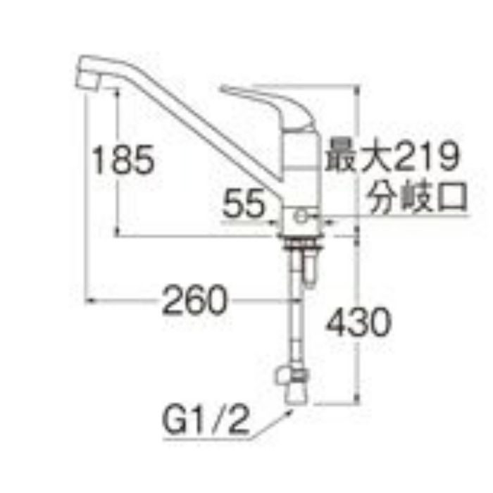 K87010BJK-13 U-MIX シングルワンホール分岐混合栓（寒冷地用）【ワンホール】