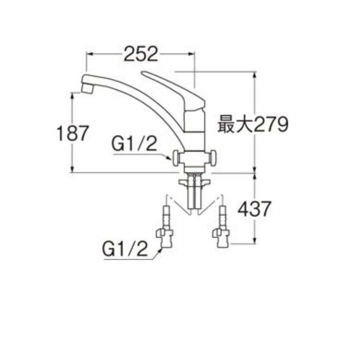 K8761ETJV-13 U-MIX modello シングルワンホール分岐混合栓【ワンホール】