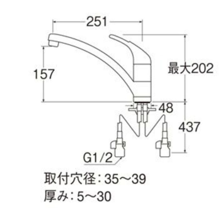 K876TJV-13 U-MIX modello シングルワンホール混合栓【ワンホール】