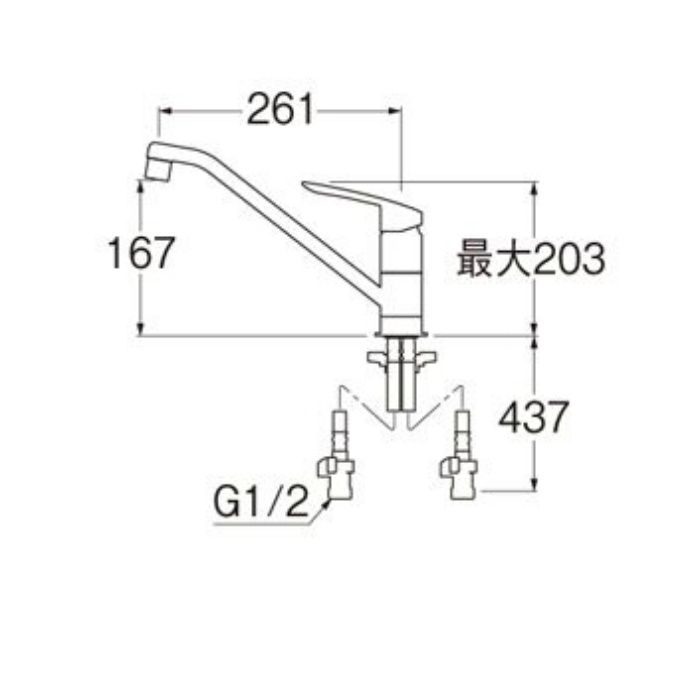 K8712E2TJV-13 COULE シングルワンホール混合栓【ワンホール】