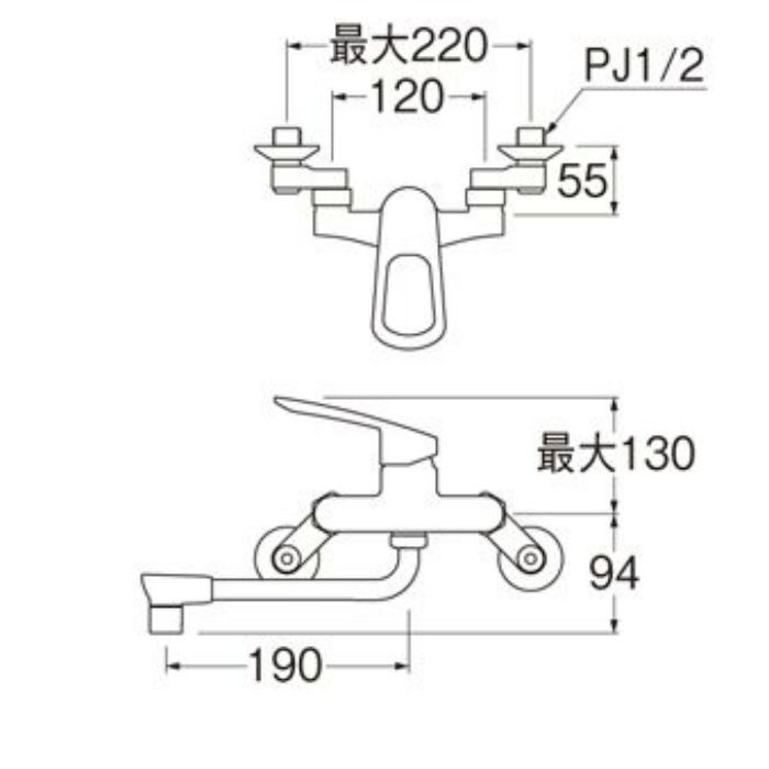 K17110EDK-13 シングル混合栓（寒冷地用）【壁付】 SANEI【アウン