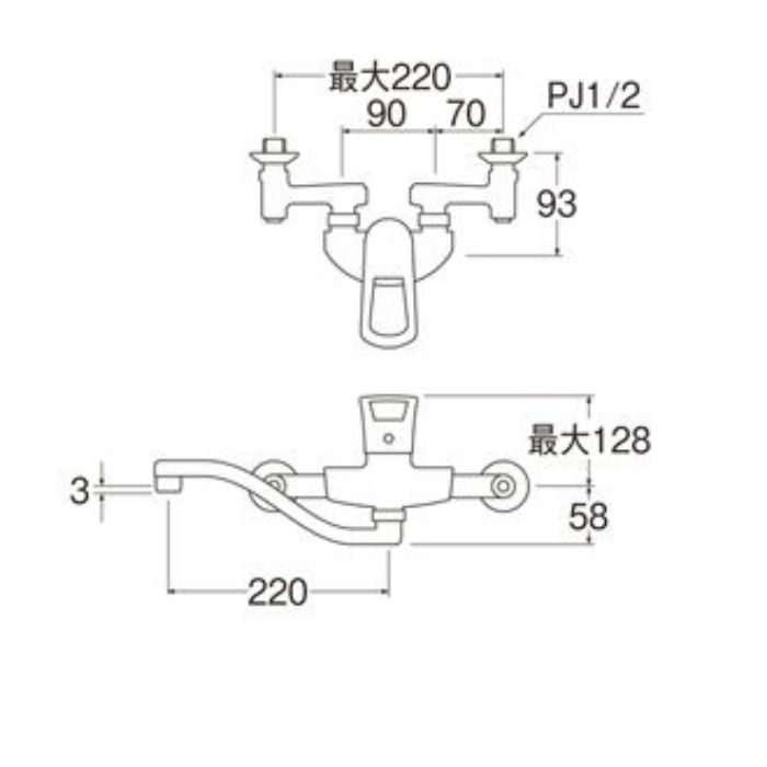 K1712AK-3U-13 COULE シングル混合栓（寒冷地用）【壁付】