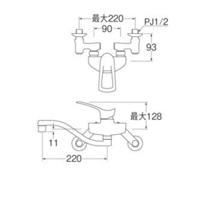 K1712EA-3U-13 シングル混合栓【壁付】