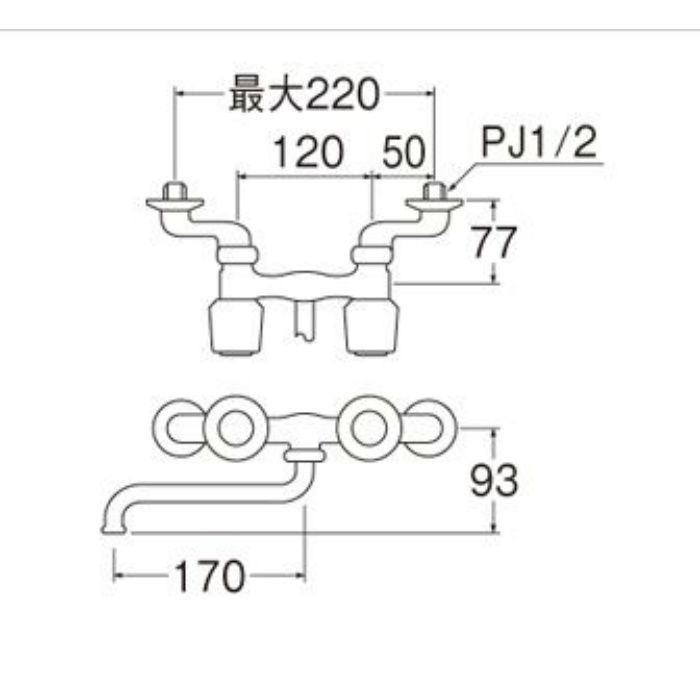 K131-LH-13 U-MIX ツーバルブ混合栓【壁付】