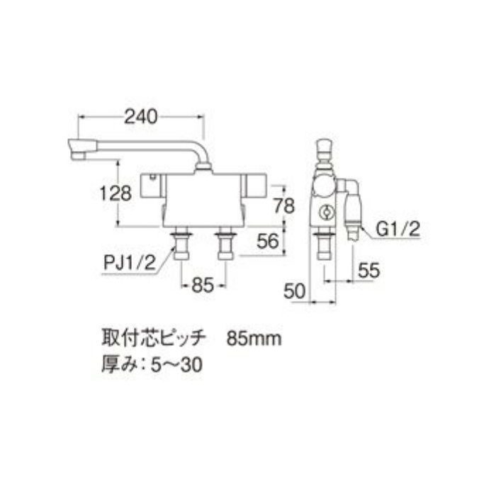 SK7850D-L-13 column サーモデッキシャワー混合栓