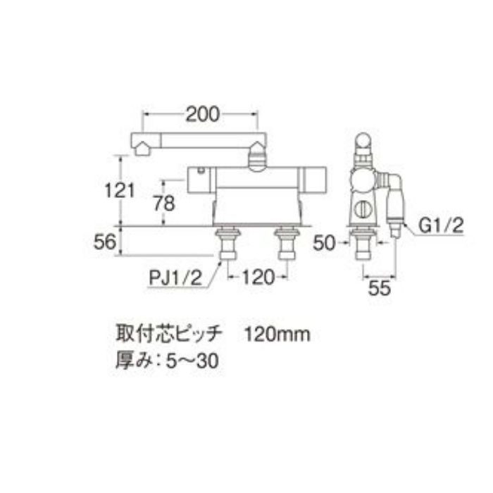 SK78501DT2K-13 column サーモデッキシャワー混合栓（寒冷地用）