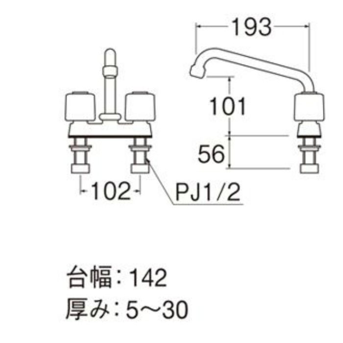 K711K-LH-13 U-MIX ツーバルブ台付混合栓（寒冷地用）