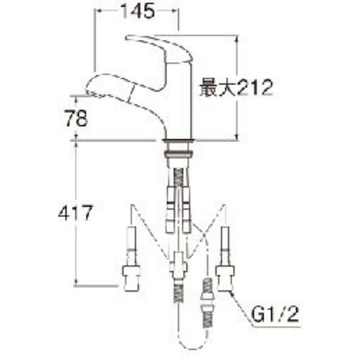 K4713JV-13 U-MIX シングルワンホール混合栓（洗髪用） SANEI【アウン