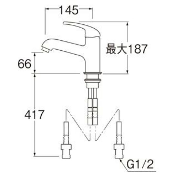K4710NJV-13 U-MIX シングルワンホール洗面混合栓 SANEI【アウンワークス通販】