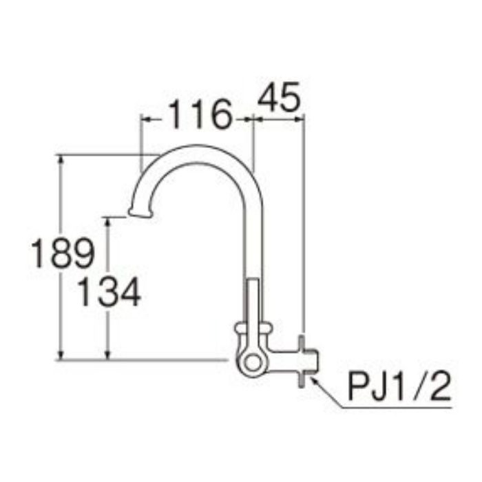 A2316-13 厨房用横形ツル首自在水栓（共用形）