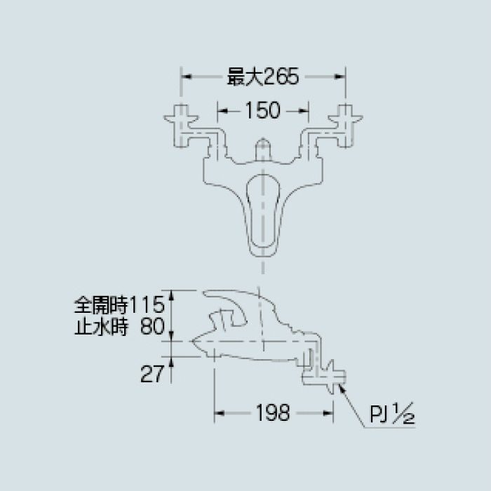 143-012K 浴室水栓 シングルレバーシャワー混合栓(寒冷地仕様