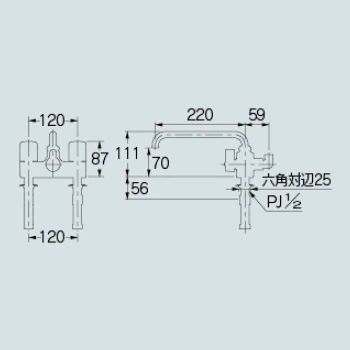 152-205 浴室水栓 2ハンドルシャワー混合栓(一時止水) カクダイ