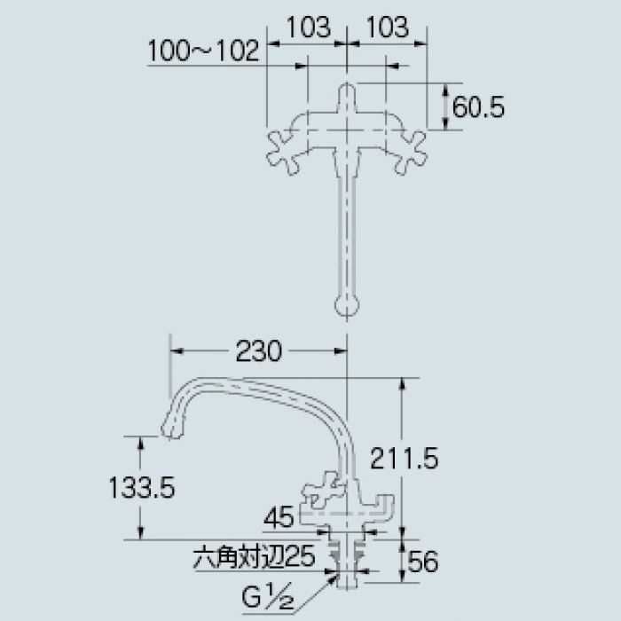 152-210 浴室水栓 2ハンドルシャワー混合栓