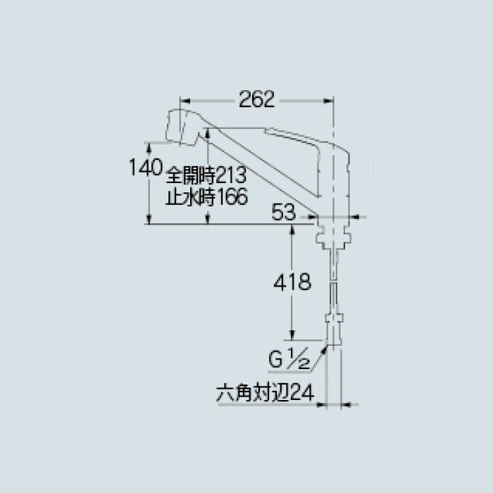 117-124 キッチン水栓 シングルレバー混合栓【ワンホール】 カクダイ