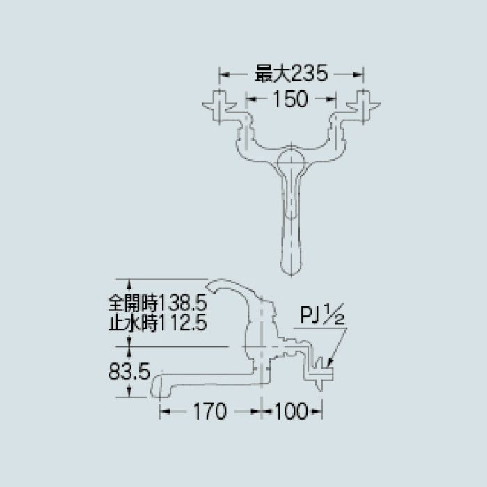 192-052K-CG キッチン水栓 シングルレバー混合栓(寒冷地仕様) クリア