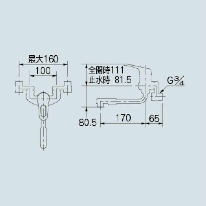 192-333 キッチン水栓 シングルレバー混合栓【壁付】 カクダイ【アウン