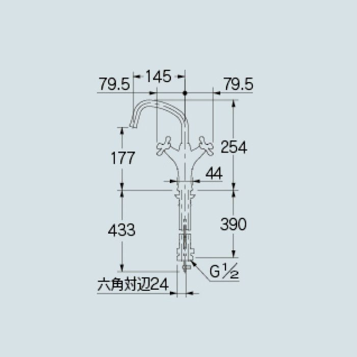 150-445 洗面水栓 2ハンドル混合栓 カクダイ【アウンワークス通販】