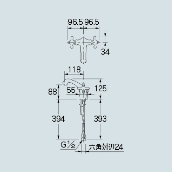 150-453 洗面水栓 2ハンドル混合栓