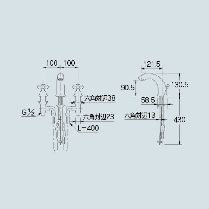 153-028 洗面水栓 2ハンドル混合栓