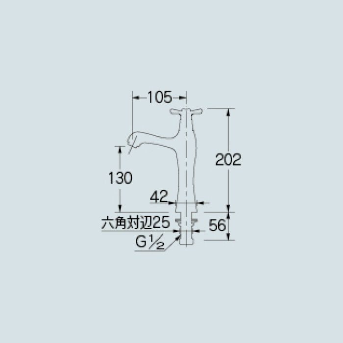 716-823-CG 洗面水栓 立水栓(ミドル) クリアブラス カクダイ【アウン