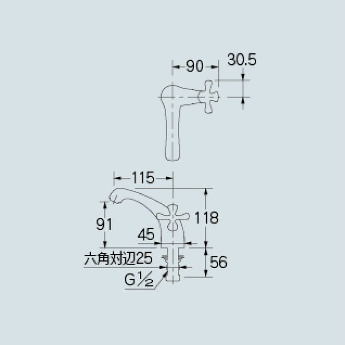 721-218-CG 洗面水栓 立水栓 クリアブラス カクダイ【アウンワークス通販】