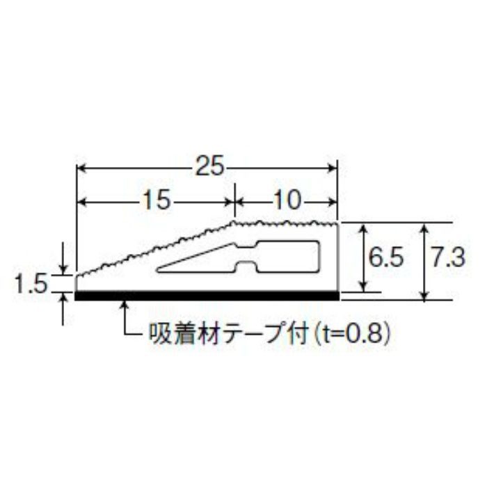 ソフトエッジ 樹脂見切り 吸着材テープ付 20-431 K-19 ダークグレー 2m