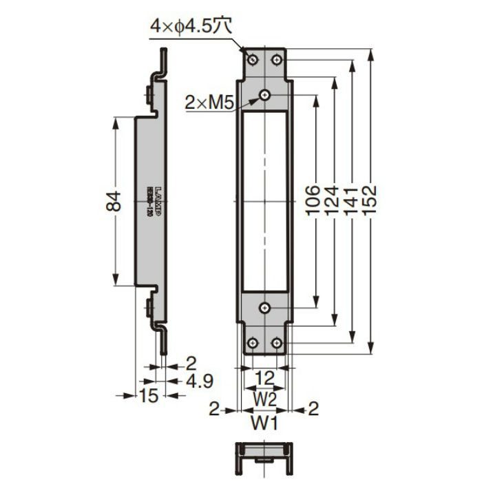 ランプ印 スチールドア・スチール枠用ブラケット HES3D-120BKT型 三次元調整機能付隠し丁番 HES3D-120型用　PAT HES3D-120BKT-D
