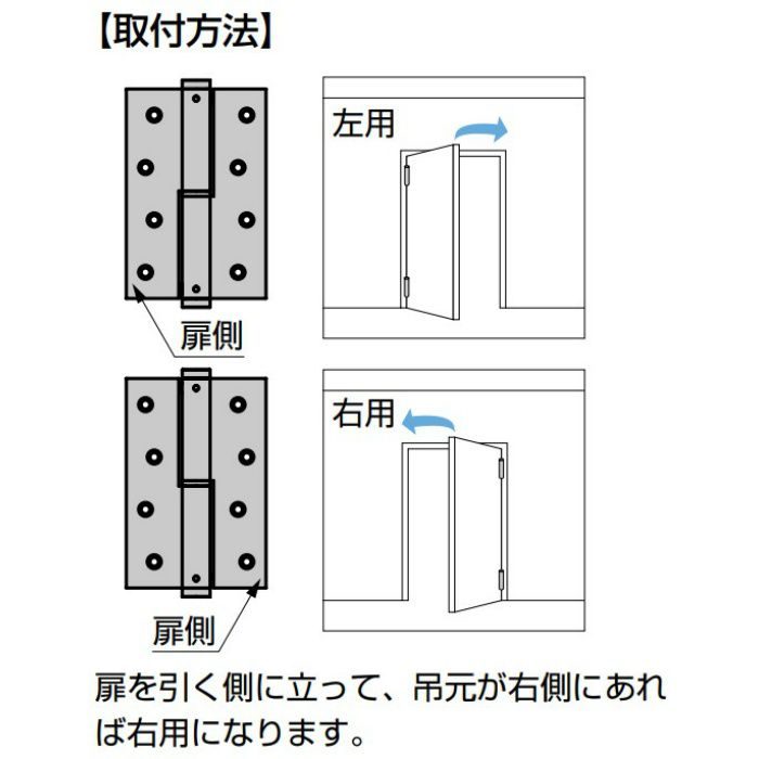 アルミ合金製スプリング抜差丁番 PM120型 PM120-525401R