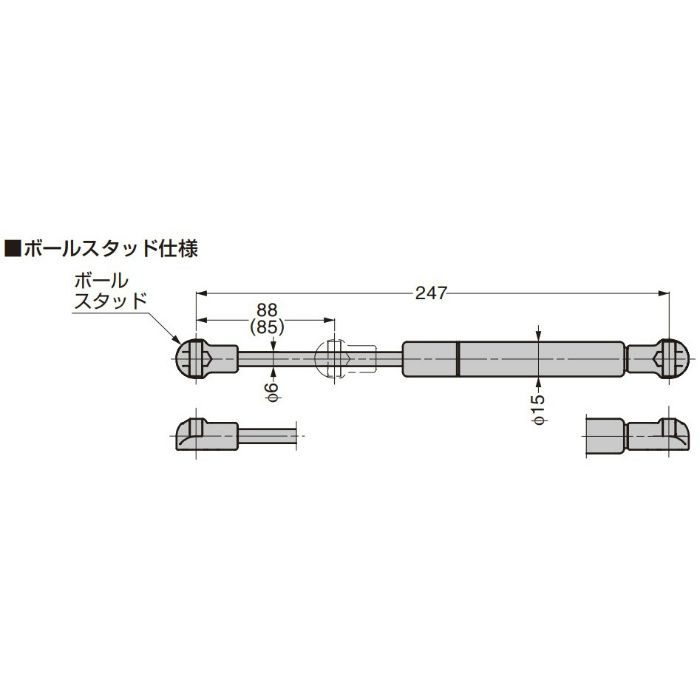 STABILUS 家具用ガススプリング　メタルフレーム扉用ガススプリング LOM-6146SI