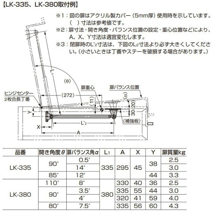 ランプ印 ステンレス鋼製スプリング式フラップステー LK-335【セール開催中】