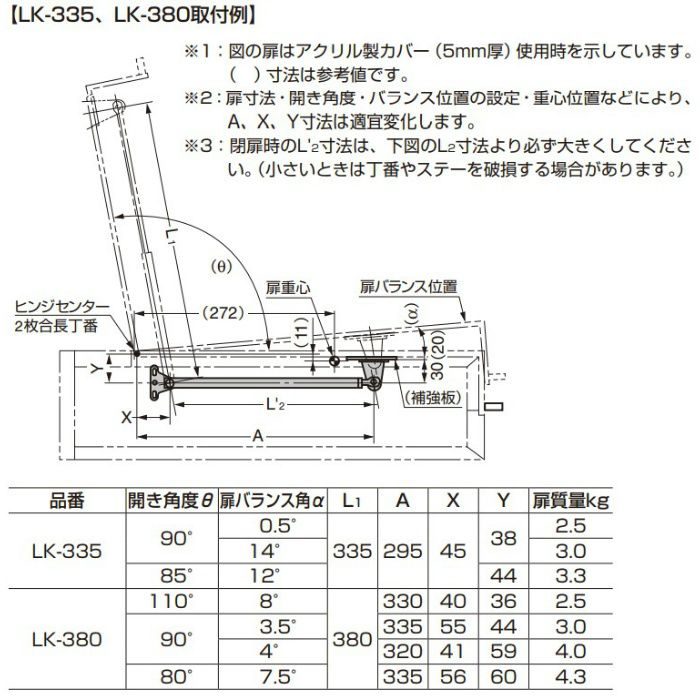 ランプ印 ステンレス鋼製スプリング式フラップステー LK-380